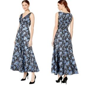 Adrianna Papell Floral Jacquard Trumpet-Hem Dress